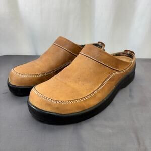 Footprints by Birkenstock Ashby Tan Brown Leather Mules Shoes EU39 Manmade Sole